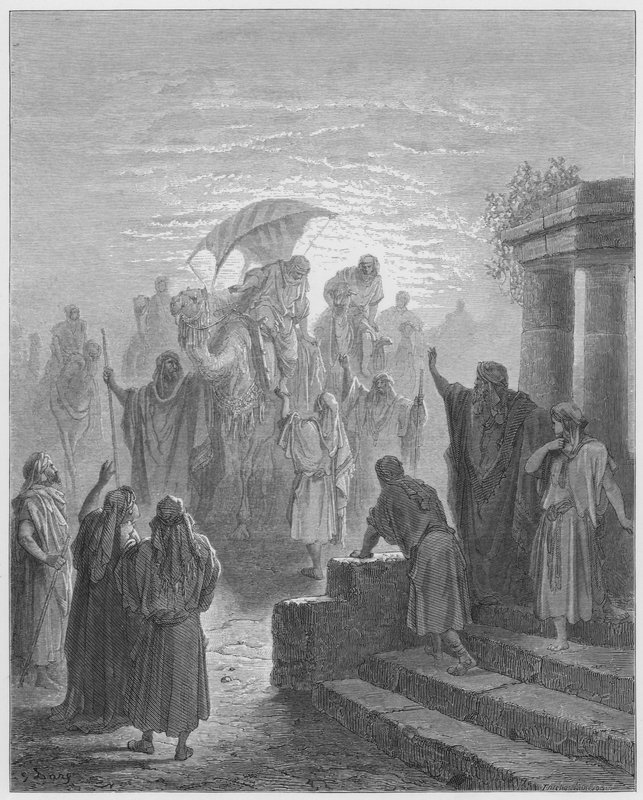 Gustave Dore Raamattu: Iisakin ja Rebekan kohtaaminen tekijältä Gustave Dore