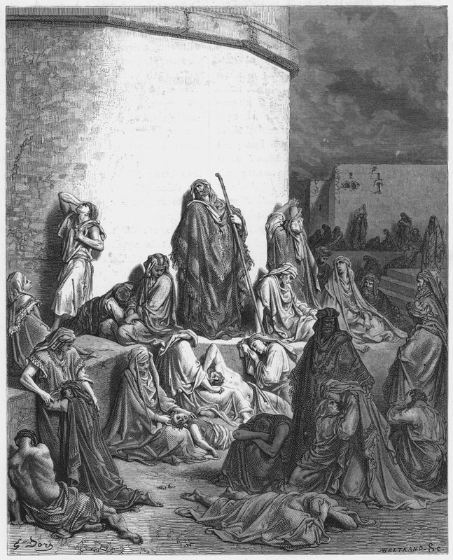 Gustave Dore Raamattu: Ihmiset surevat Jerusalemin raunioita tekijältä Gustave Dore