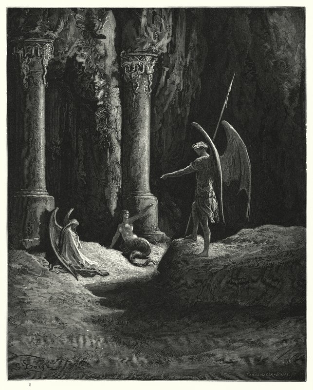 Gustave Doren kuvitus Miltons Paradise Lost, Book II, rivit 648, 649 tekijältä Gustave Dore