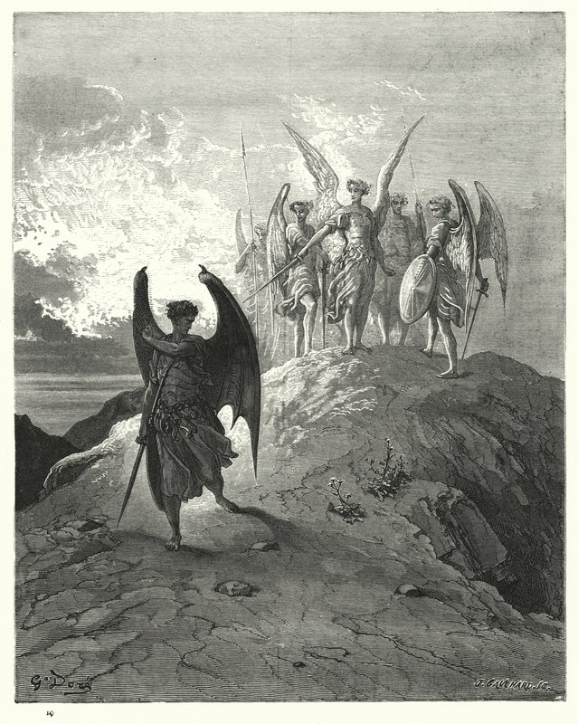 Gustave Doren kuvitus elokuvalle Miltons Paradise Lost, Book IV, rivit 1014, 1015 tekijältä Gustave Dore