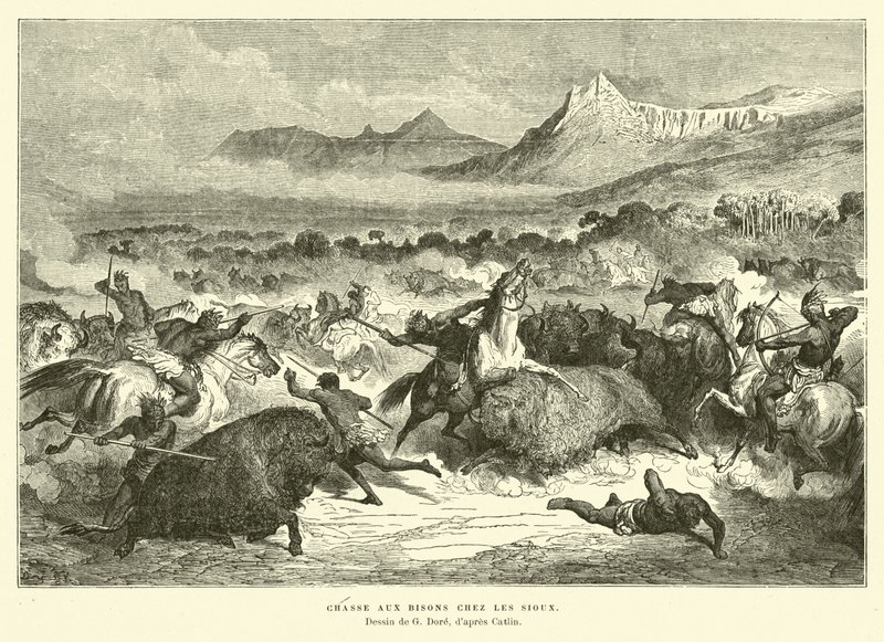 Sioux metsästää puhvelia tekijältä Gustave Dore