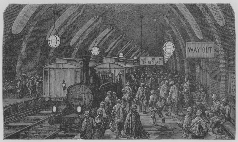 Rautatieasema kaupungissa tekijältä Gustave after Dore