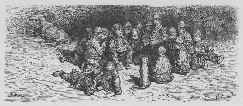 Kana lasten välissä, Derby Day tekijältä Gustave after Dore