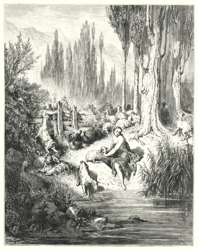 Petau-de "ja; aasin nahka tekijältä Gustave Dore