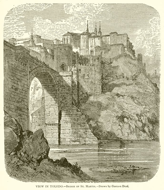 Näkymä Toledossa. - St. Martinin silta tekijältä Gustave Dore