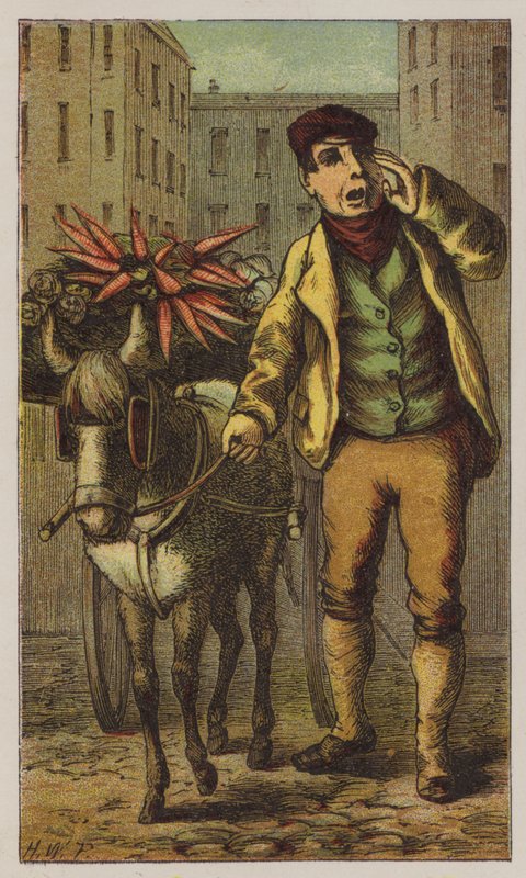 Costermonger (väri litho) tekijältä H.W. (after) Petherick