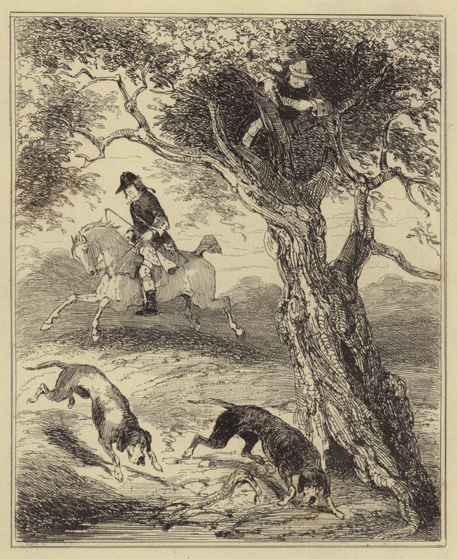 Dick Turpin on verikoirien metsästämä tekijältä Hablot Knight Browne