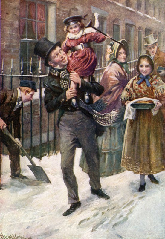 Bob Cratchit ja Tiny Tim tekijältä Harold Copping