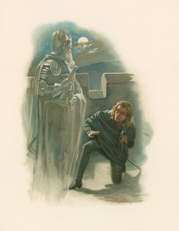 Hamlet ja hänen isänsä haamu tekijältä Harold Copping