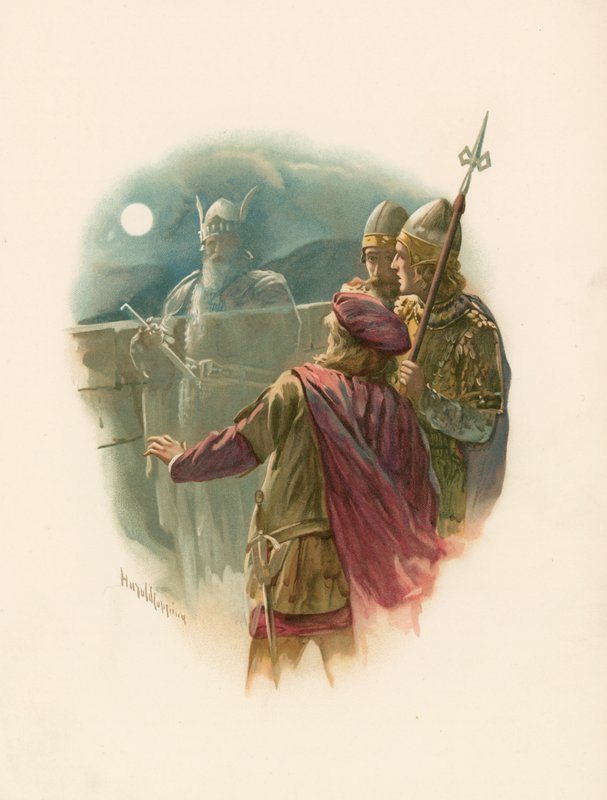 Hamlet ja hänen isänsä haamu tekijältä Harold Copping