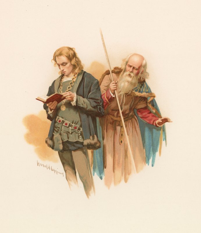 Hamlet lukee, Polonius takana tekijältä Harold Copping