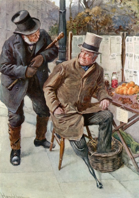 Mr. Boffin ja Silas Wegg (väri litho) tekijältä Harold Copping