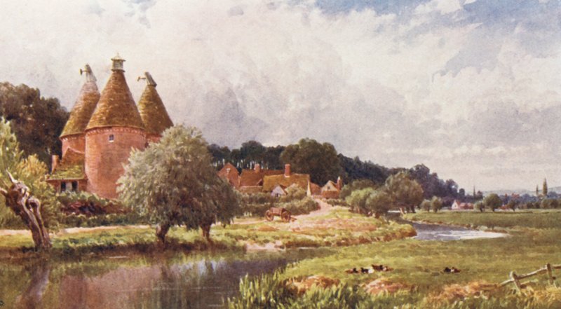 Hop-Kiln, lähellä Farnhamia (värilitro). tekijältä Harold Sutton Palmer
