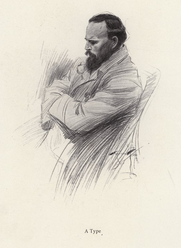 Istuvan miehen muotokuva (litho) tekijältä Harrison Fisher