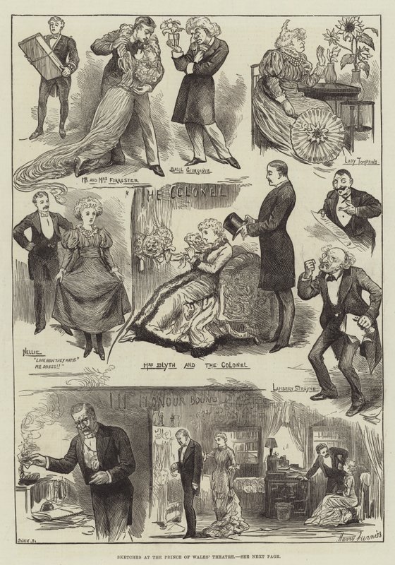 Luonnokset Prince of Walesin teatterissa tekijältä Harry Furniss