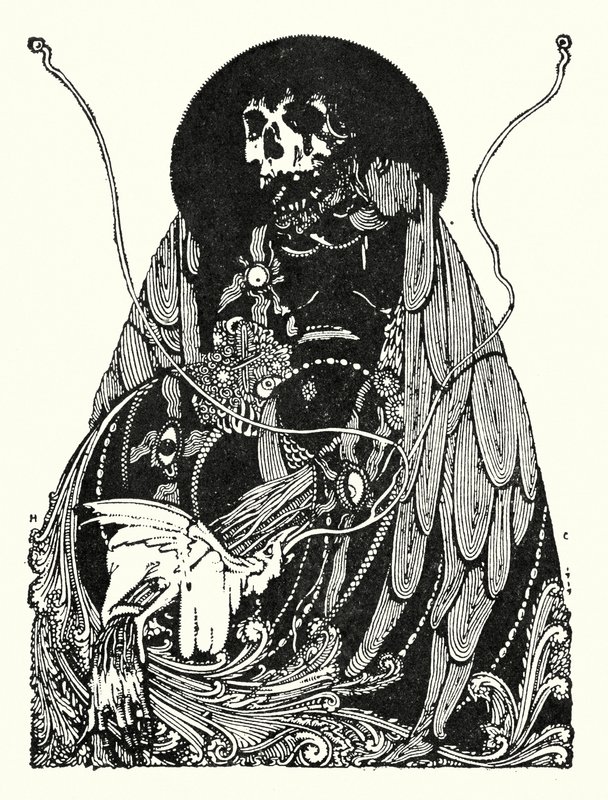 Edgar Allan Poe: loppukappale (litografia) tekijältä Harry Clarke