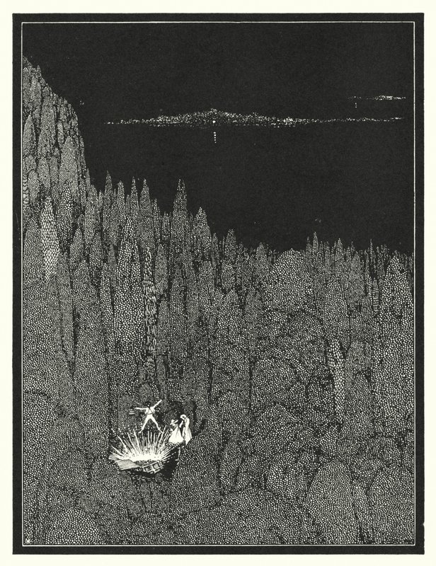 Edgar Allan Poe: Kultainen ötökkä (litografia) tekijältä Harry Clarke