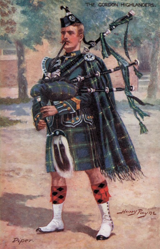 Gordon Highlanders, Piper (väri litho) tekijältä Harry Payne