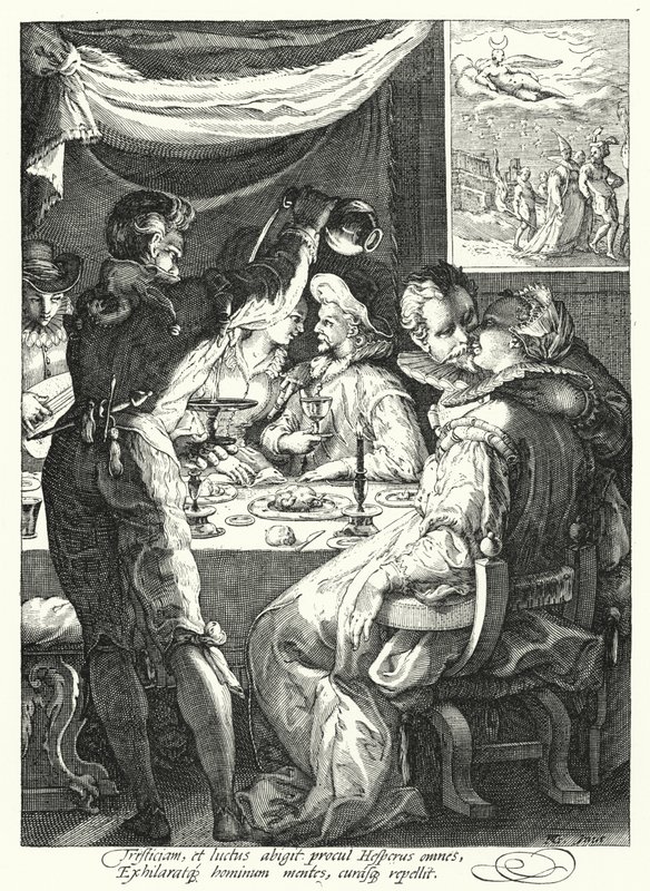Ilta (kaiverrus) tekijältä Hendrik (after) Goltzius