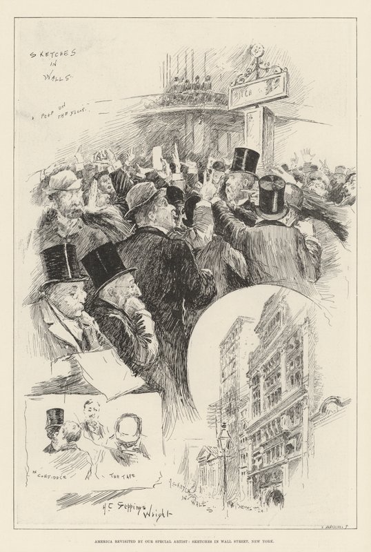 Special Artist, Sketches in Wall Street, New York, vieraili Amerikassa uudelleen tekijältä Henry Charles Seppings Wright