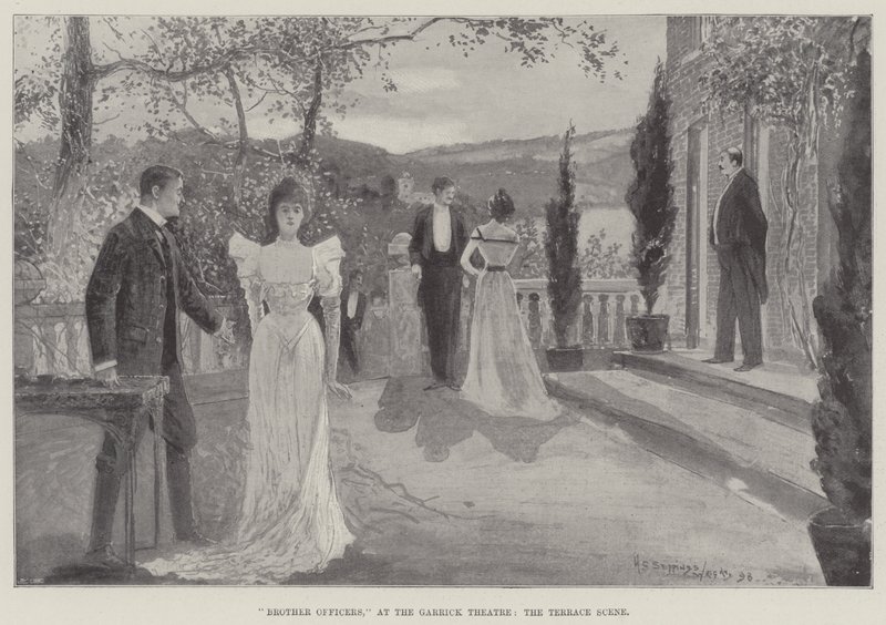 Veljet upseerit, Garrick-teatterissa, terassikohtaus tekijältä Henry Charles Seppings Wright