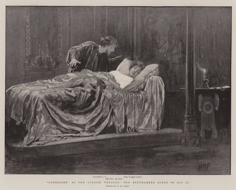 Cymbeline Lyceum-teatterissa, II näytöksen Bedchamber-kohtaus tekijältä Henry Marriott Paget