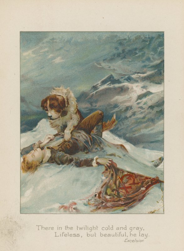 Siellä hämärässä kylmä ja harmaa, eloton, mutta kaunis, hän makasi (chromolitho) tekijältä Henry Marriott Paget