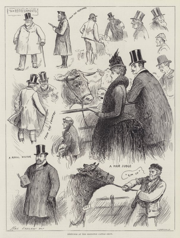 Luonnokset Islingtonin karjanäyttelyssä tekijältä Henry Stephen Ludlow