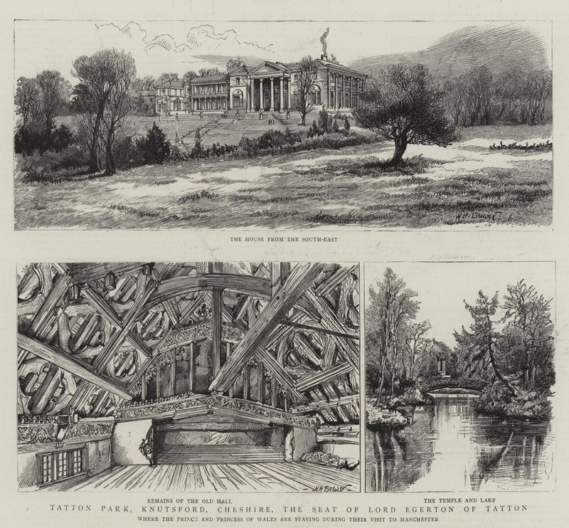 Tatton Park, Knutsford, Cheshire, Tattonin lordi Egertonin kotipaikka. tekijältä Henry William Brewer