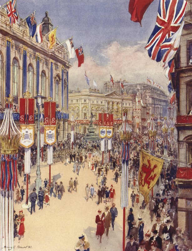 Piccadilly Circus, Lontoo (väri litho) tekijältä Henry Charles Brewer