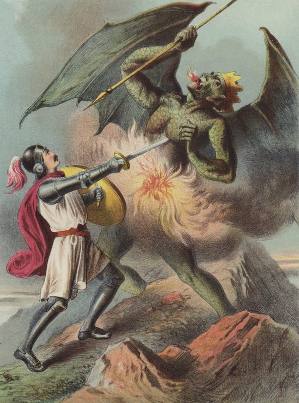 Christian tappaa Appolyonin (chromolitho) tekijältä Henry Courtney Selous