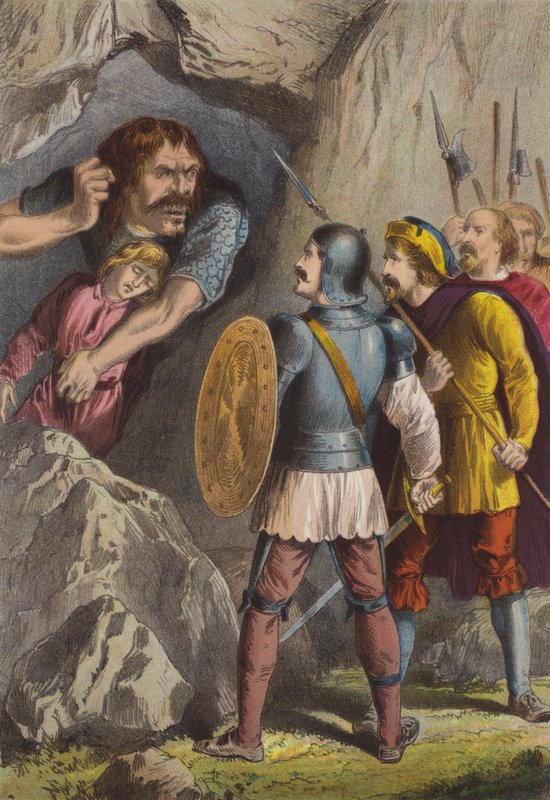 Giant Slay-Good and Feeble-Mind (chromolitho) tekijältä Henry Courtney Selous