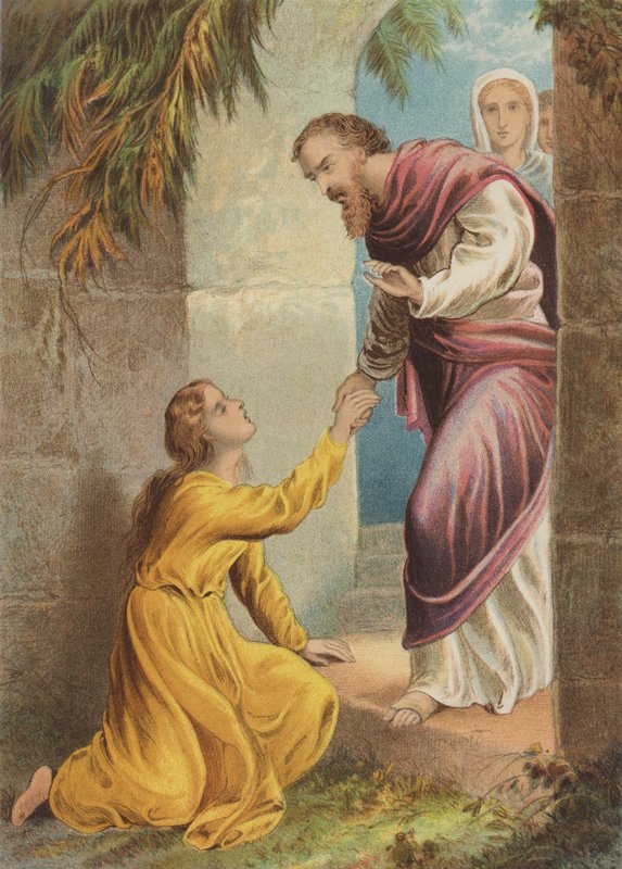 Armo pyörtymässä portilla (chromolitho) tekijältä Henry Courtney Selous