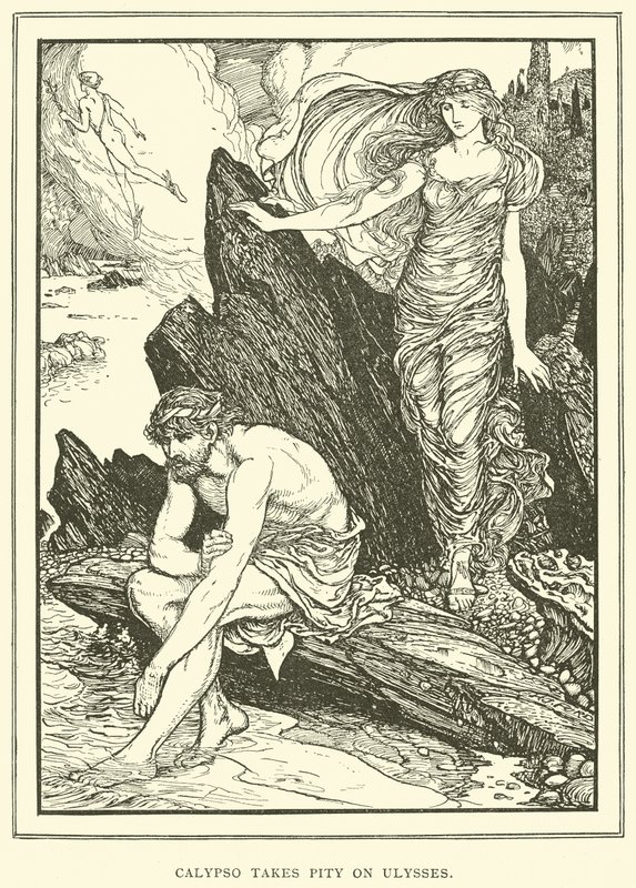 Kalypso säälii Odysseusta. tekijältä Henry Justice Ford