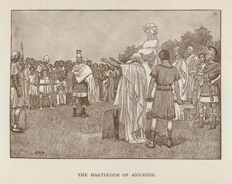 Anicetuksen marttyyrikuolema (litho) tekijältä Henry Marriott (after) Paget