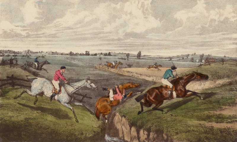 A Steeple-Chase (väri litho) tekijältä Henry Thomas (after) Alken