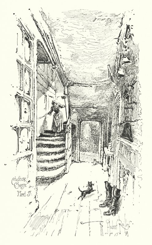 Cheshire Cheese, Fleet Street, Lontoo (litho) tekijältä Herbert (after) Railton