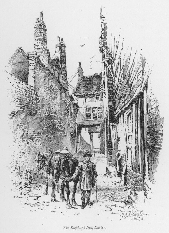 Valmennus: The Elephant Inn, Exeter (litho) tekijältä Herbert (after) Railton