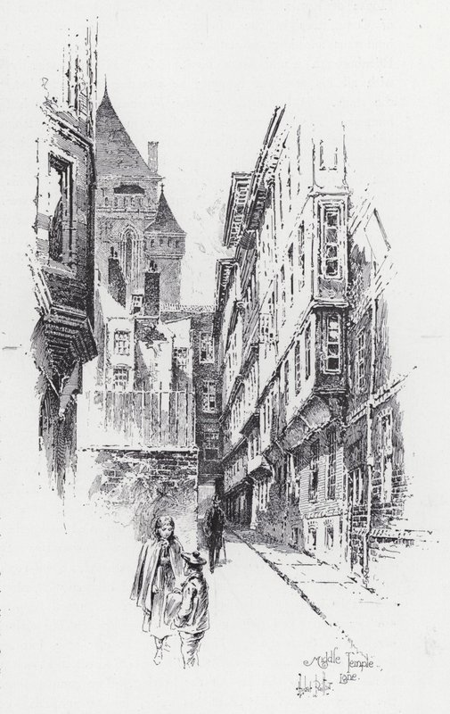 Middle Temple Lane (kaiverrus) tekijältä Herbert (after) Railton
