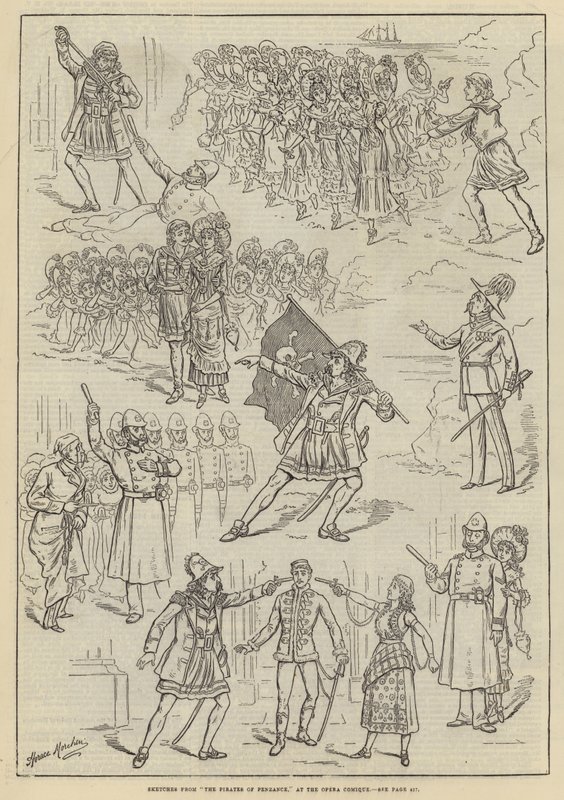 Sketsejä elokuvasta The Pirates of Penzance, Opera Comique tekijältä Horace Morehen