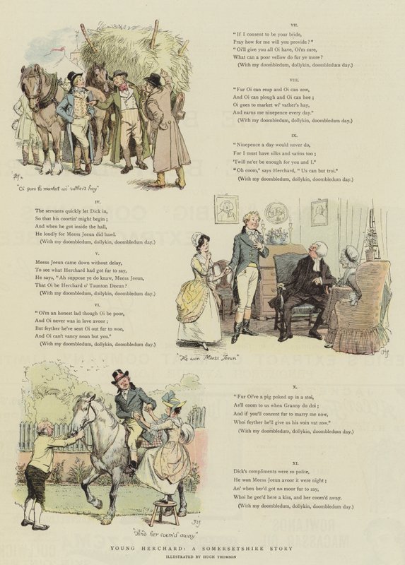 Nuori Herchard, Somersetshiren tarina (chromolitho) tekijältä Hugh Thomson