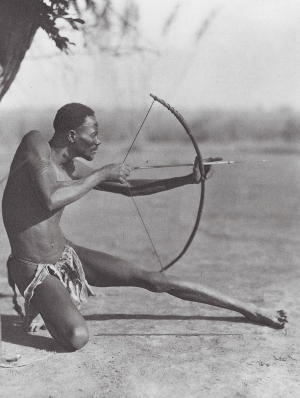 Afrikka: Djurin jousiampuja (s/w kuva). tekijältä Hugo Adolf Bernatzik