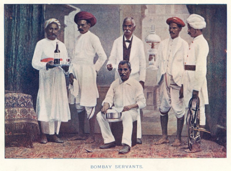 Intiaanit: Bombay Servants (värillinen kuva) tekijältä Indian photographer