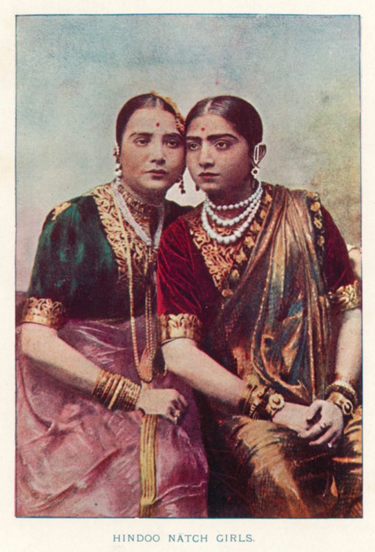 Intiaanit: Hindoo Natch Girls (värillinen kuva) tekijältä Indian photographer