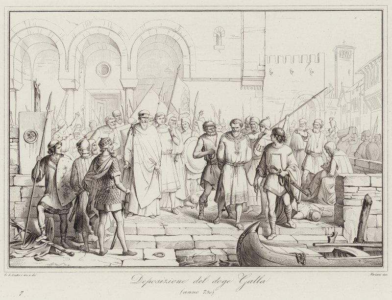 Deposition of Doge Galla, 750 (kaiverrus) tekijältä Italian School