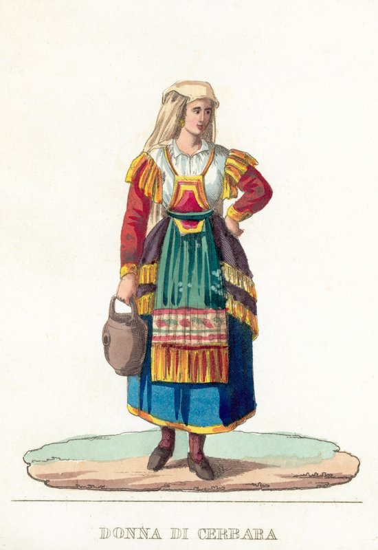 Donna Di Cerbara (värillinen kaiverrus) tekijältä Italian School