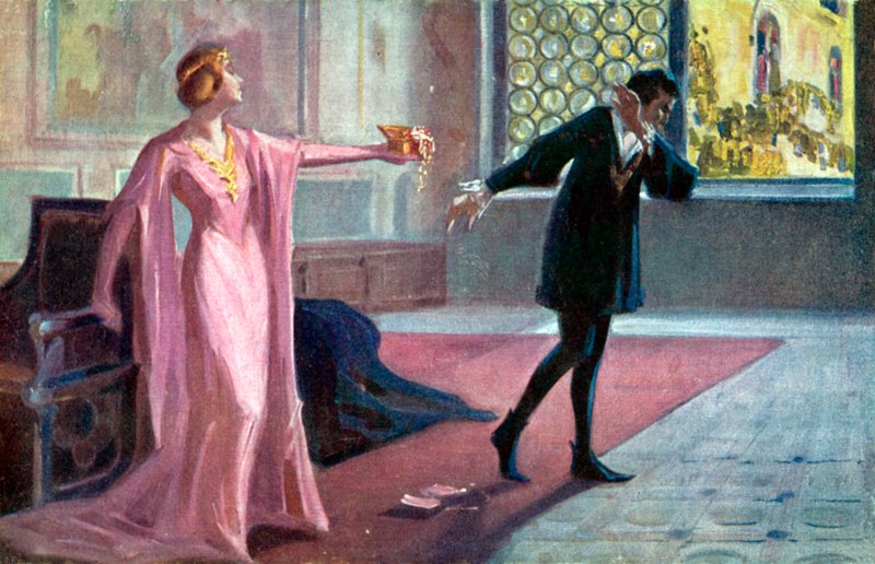 Hamlet ja Ofelia (värilitro) tekijältä Italian School