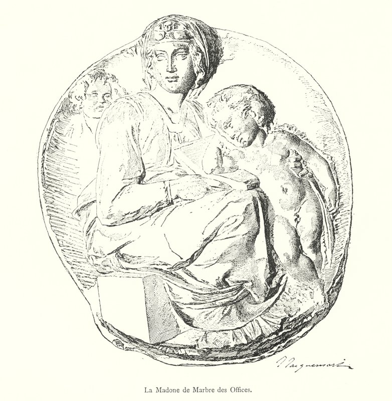 Uffizin marmorimadonna (kaiverrus) tekijältä Italian School