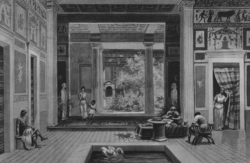 Pompei: Traagisen runoilijan talo (litho) tekijältä Italian School