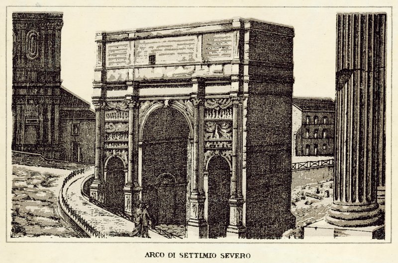 Rooma: Septimius Severuksen kaari (litho) tekijältä Italian School